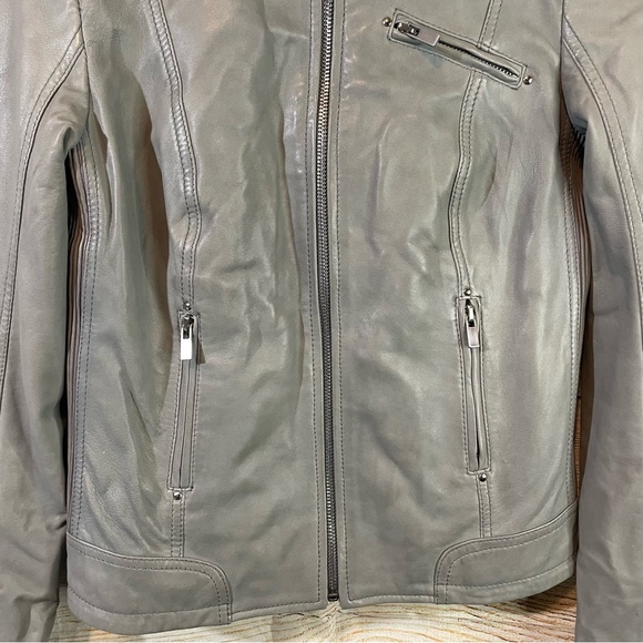 LaMarque quilted leather biker gray jacket women Size XS - Picture 4 of 11